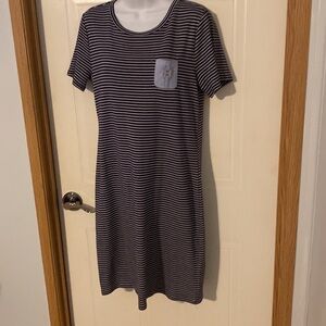 Tommy Hilfiger Navy Striped Midi Dress nwt small